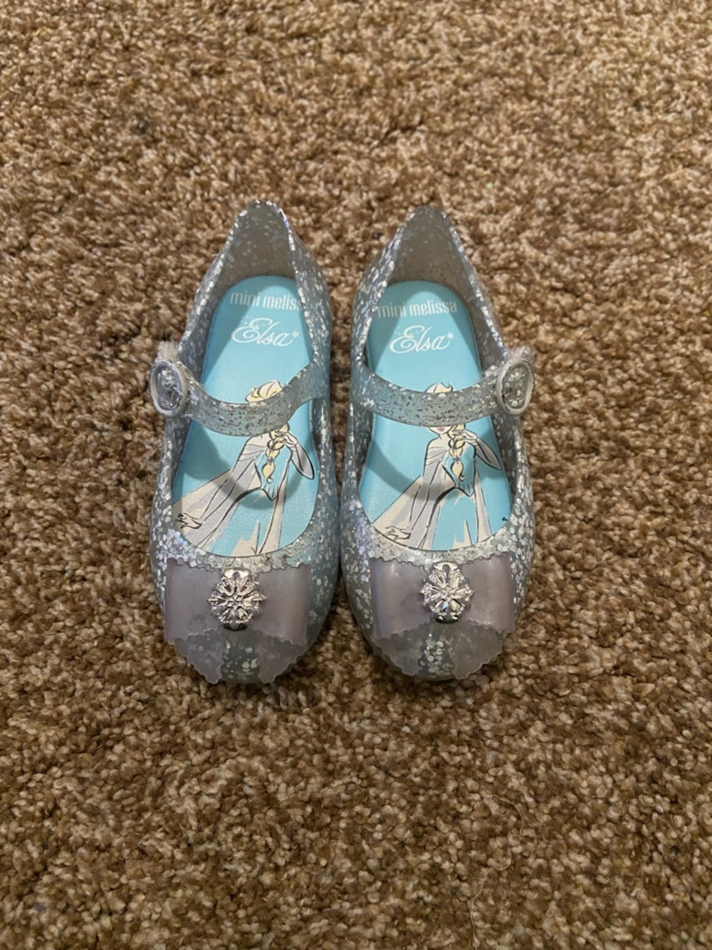 Mini Melissa Silver Glitter Elsa Mary Jane Shoes